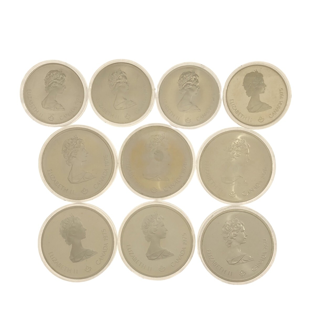 【記念コイン 10枚まとめ】1976年 モントリオール オリンピック10ドル×6 5ドル×4 銀貨 ケース付 五輪 シルバー カナダ dollar 現状 M720の画像2