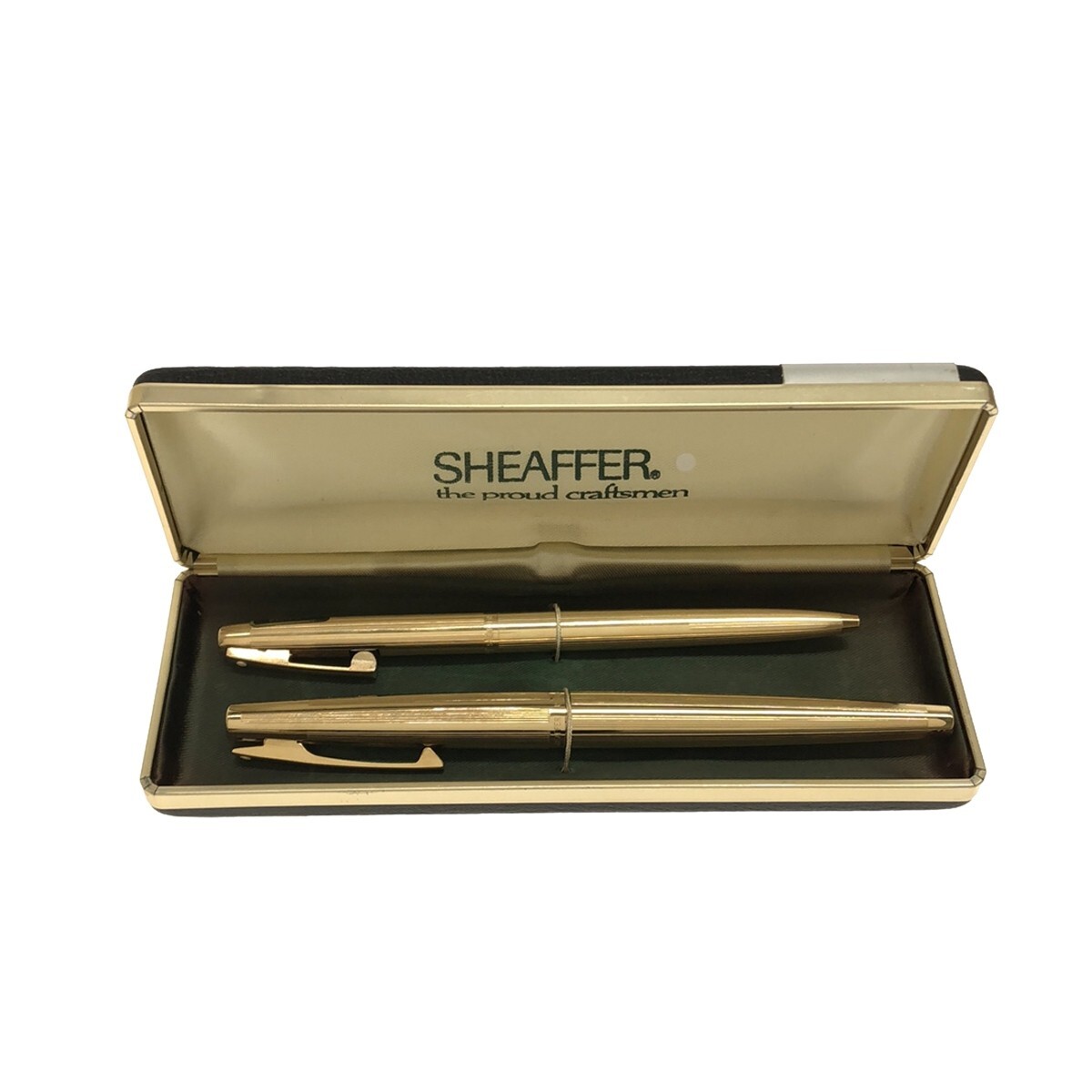 【2本まとめ】SHEAFFER IMPERIAL 万年筆 12K G.F ゴールドカラー ペン先 14K + ボールペン ノック式 シェーファー インペリアル USA J1194_画像1