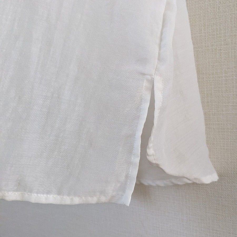 ローズバッド　ブラウス　カットソー　半袖　白　透け感　フリーサイズ　