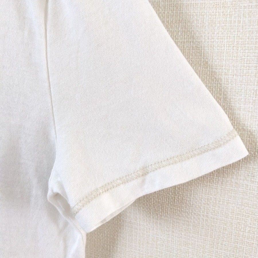 Tシャツ カットソー 半袖 深vネック プリント 花柄 フラダンス  白 XLサイズ