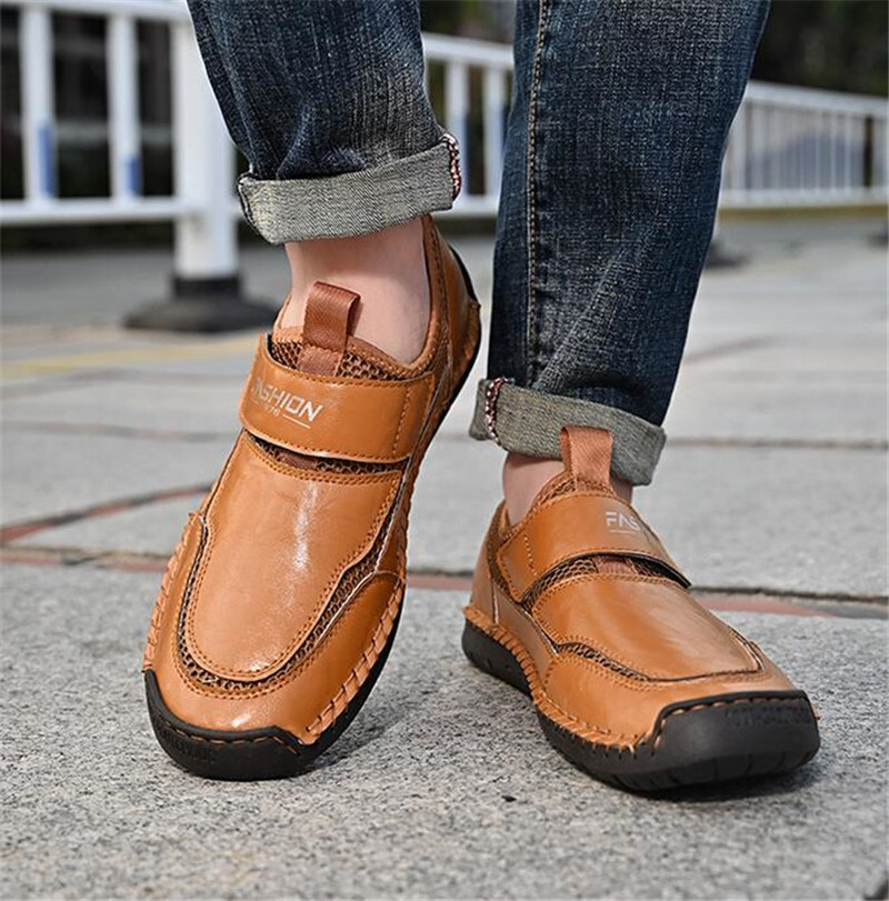  outdoor sandals mesh sneakers spring summer new goods * men's outdoor slip-on shoes driving [9898] Brown 26.5cm