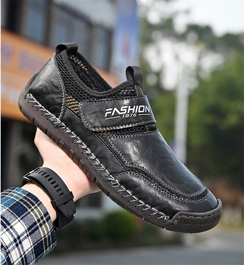  outdoor sandals mesh sneakers spring summer new goods * men's outdoor slip-on shoes driving [9898] black 26.5cm