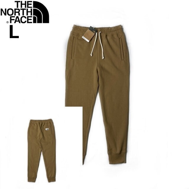 1円～!売切!【正規新品】THE NORTH FACE◆HERITAGE PATCH JOGGERS ジョガーパンツ US限定 ロゴパッチ 裏起毛(L)茶 ベージュ 190110-25_画像1