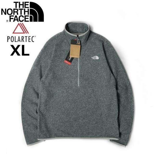 1円～!売切!【正規新品】THE NORTH FACE◆ALPINE POLARTEC 100 1/2-ZIP JACKET フリース ハーフジップ US限定 軽量(XL)グレー 181024-35_画像1