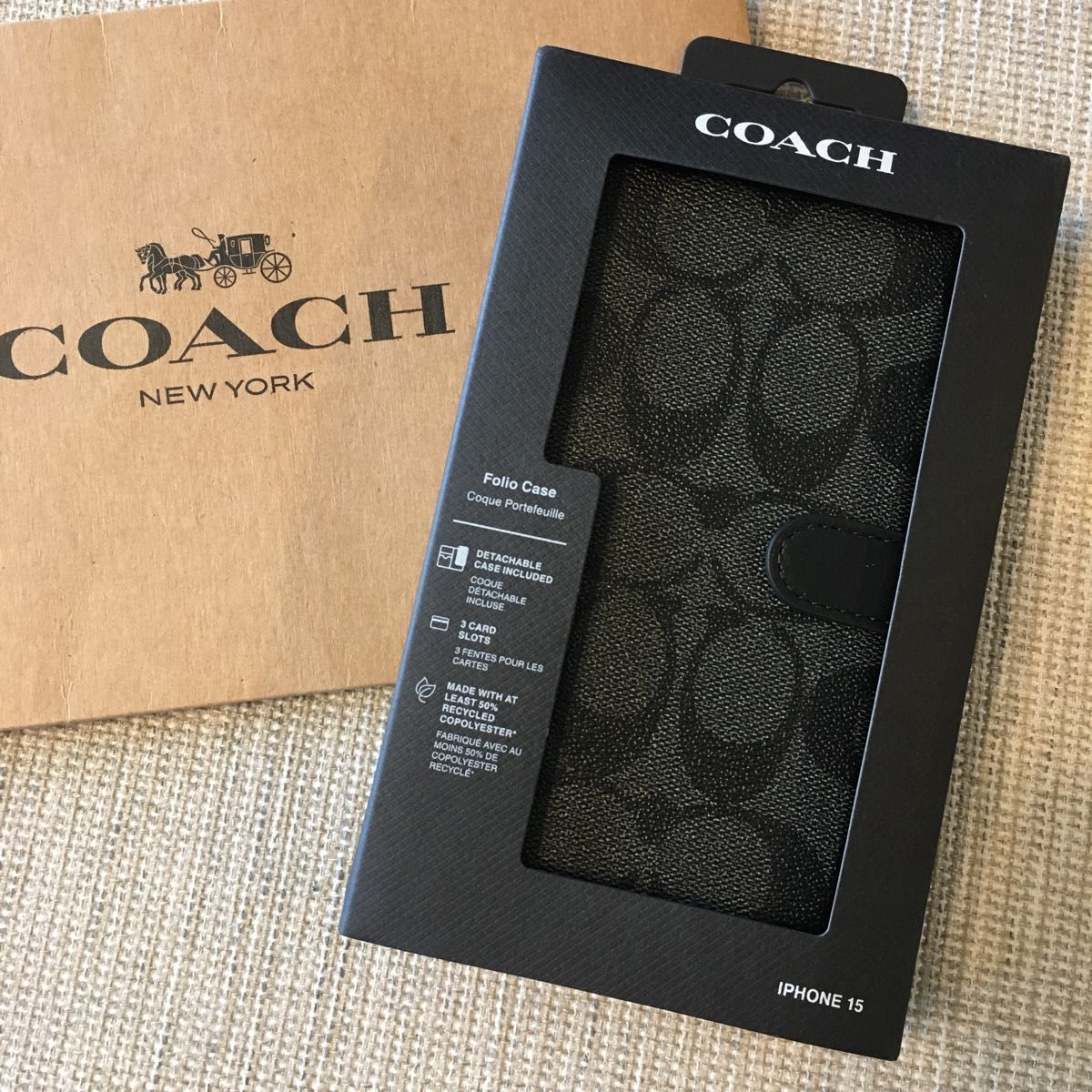新品★COACH コーチ 定価23,100円 レザー iPhone 15 ケース　手帳