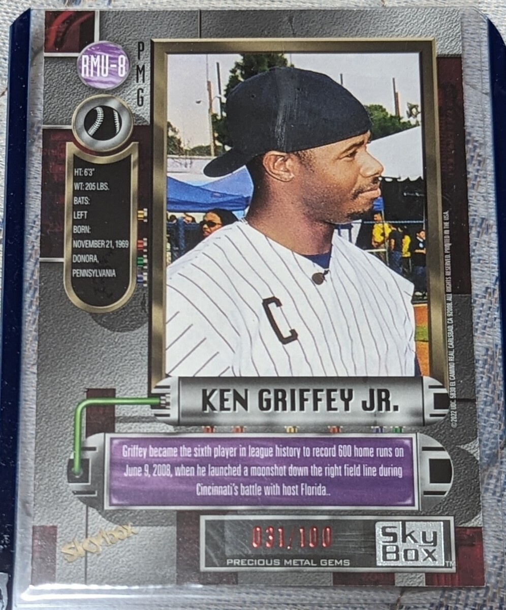 2022 Skybox Metal Universe レトロ Ken Griffey Jr レッドプレシャス メタル #031/100 RED GEMS Baseball Seattle Mariners UPPER DECK_画像2