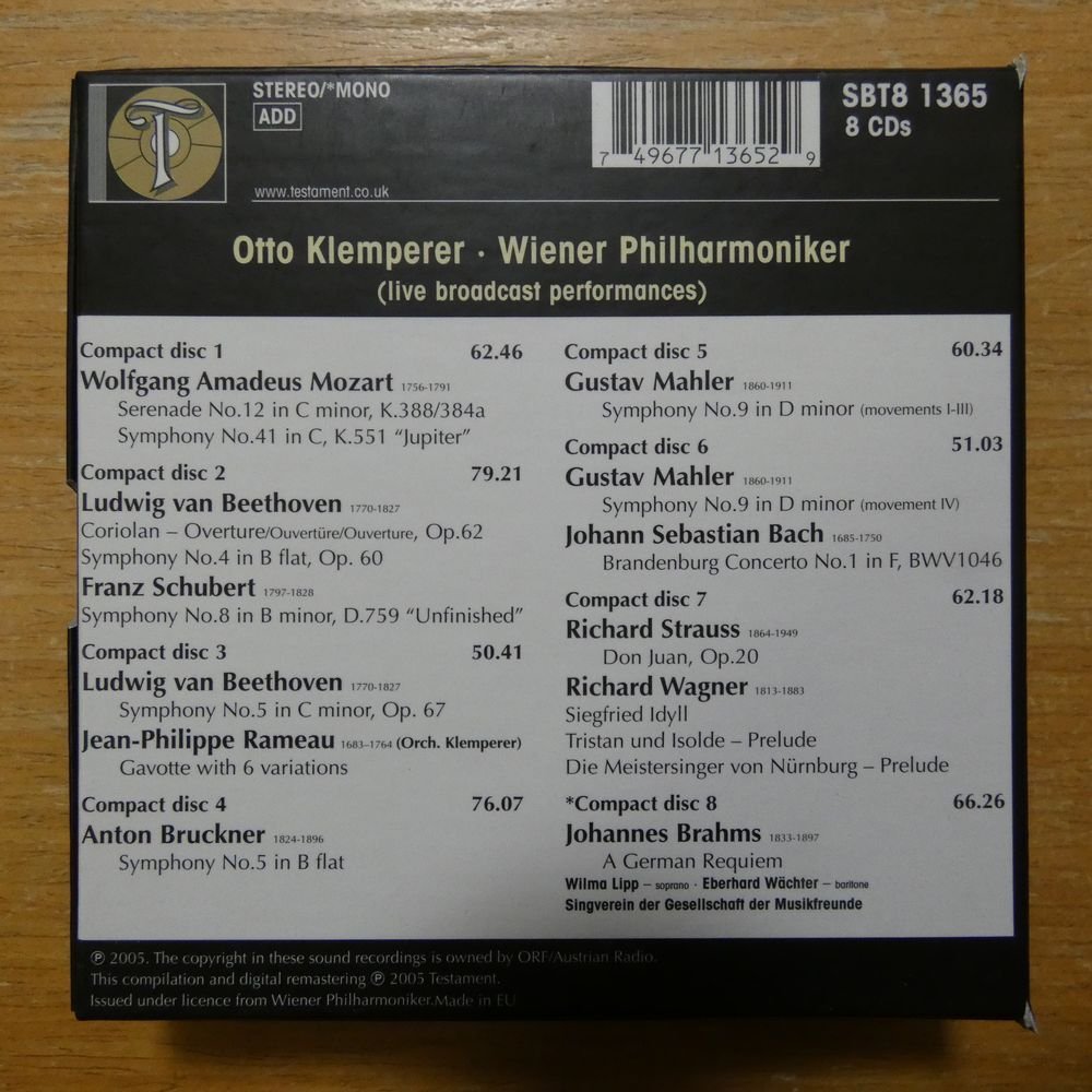 41092348;【8CDBOX/TESTAMENT】KLEMPERER / LIVE BROADCAST PERFORMANCES_画像2