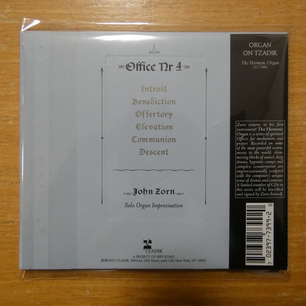 41093184;【CD】JOHN ZORN / THE HERMETIC ORGAN(紙ジャケット仕様)　TZ-7399_画像2