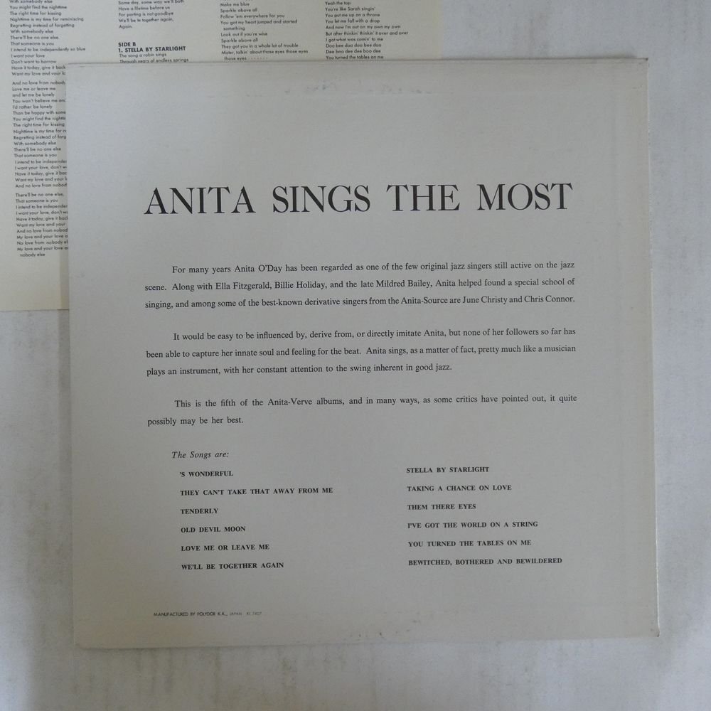 47051565;【国内盤/美盤/Verve/MONO】Anita O'Day / Anita Sings The Most_画像2