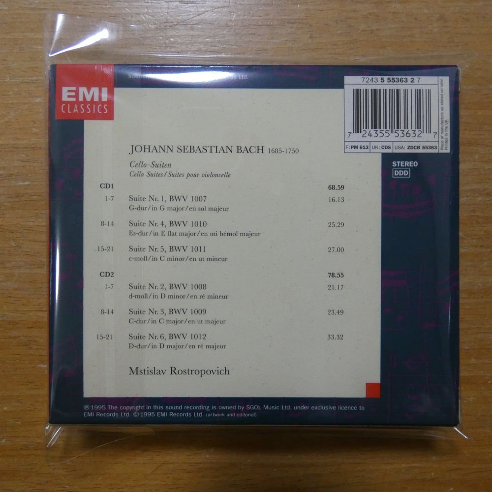 41093584;【2CDBOX】ROSTROPOVICH / BACH: CELLO-SUITEN(5553632)_画像2