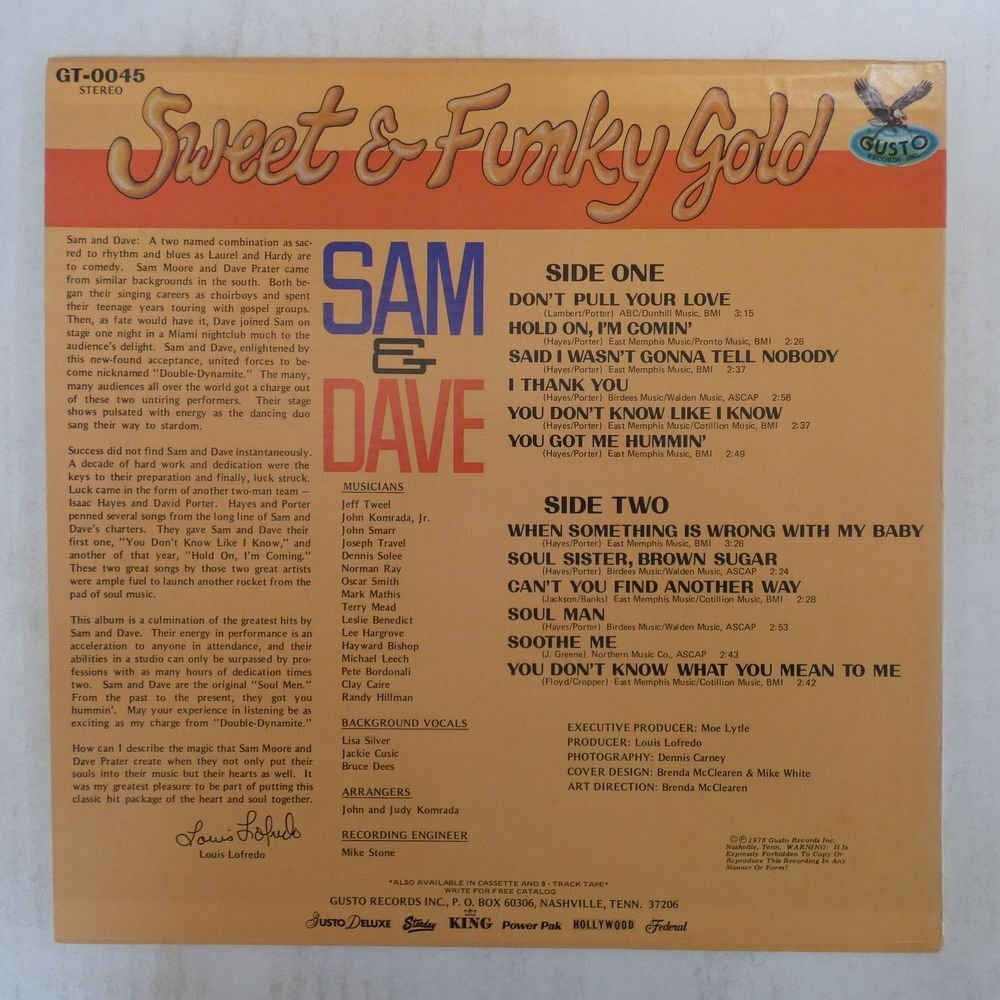 46066802;【US盤】Sam & Dave / Sweet & Funky Gold_画像2