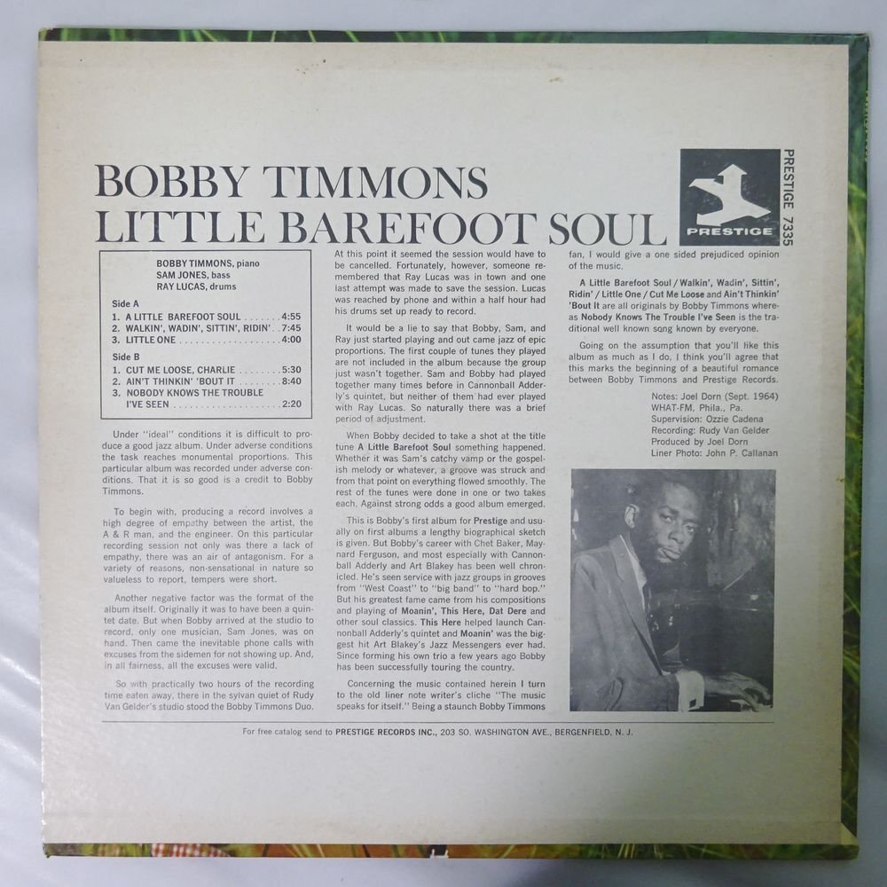 14030246;【US盤/PRESTIGE/VAN GELDER刻印/MONO/コーティング】Bobby Timmons / Little Barefoot Soul_画像2