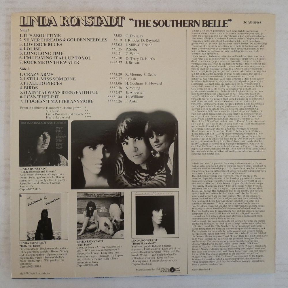 46067458;【Netherlands盤/GoldVinyl】Linda Ronstadt / The Southern Belleの画像2