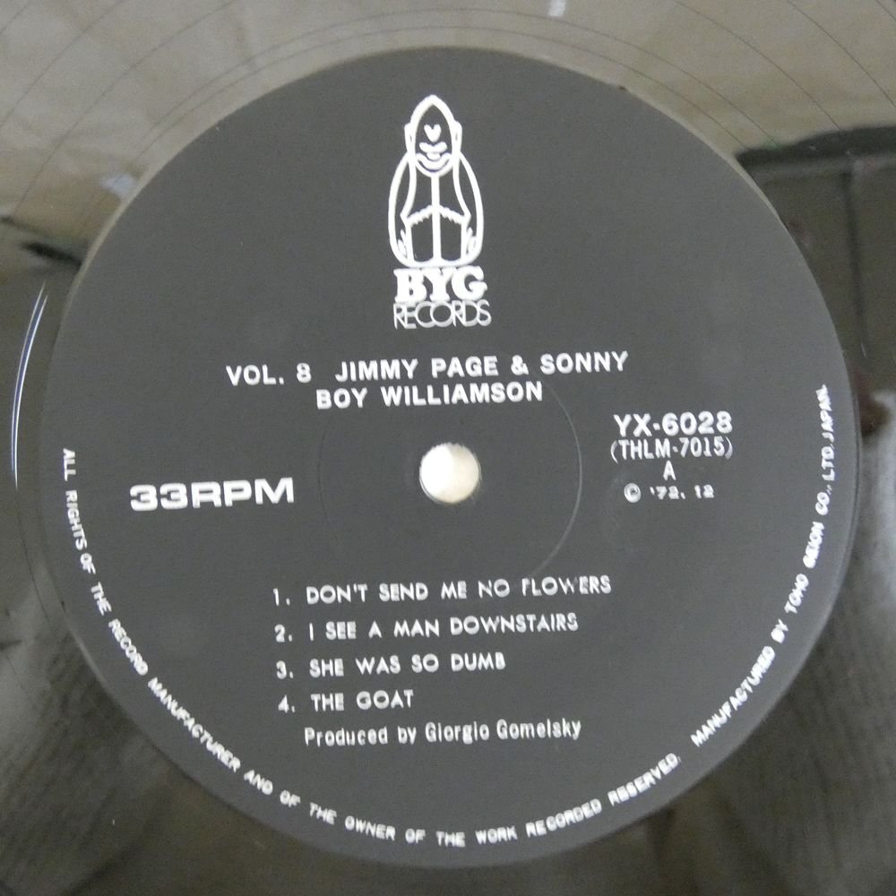 47052667;【帯付/美盤/補充票】Jimmy Page, Sonny Boy Williamson / BYG Records Faces and Places Vol.8_画像3