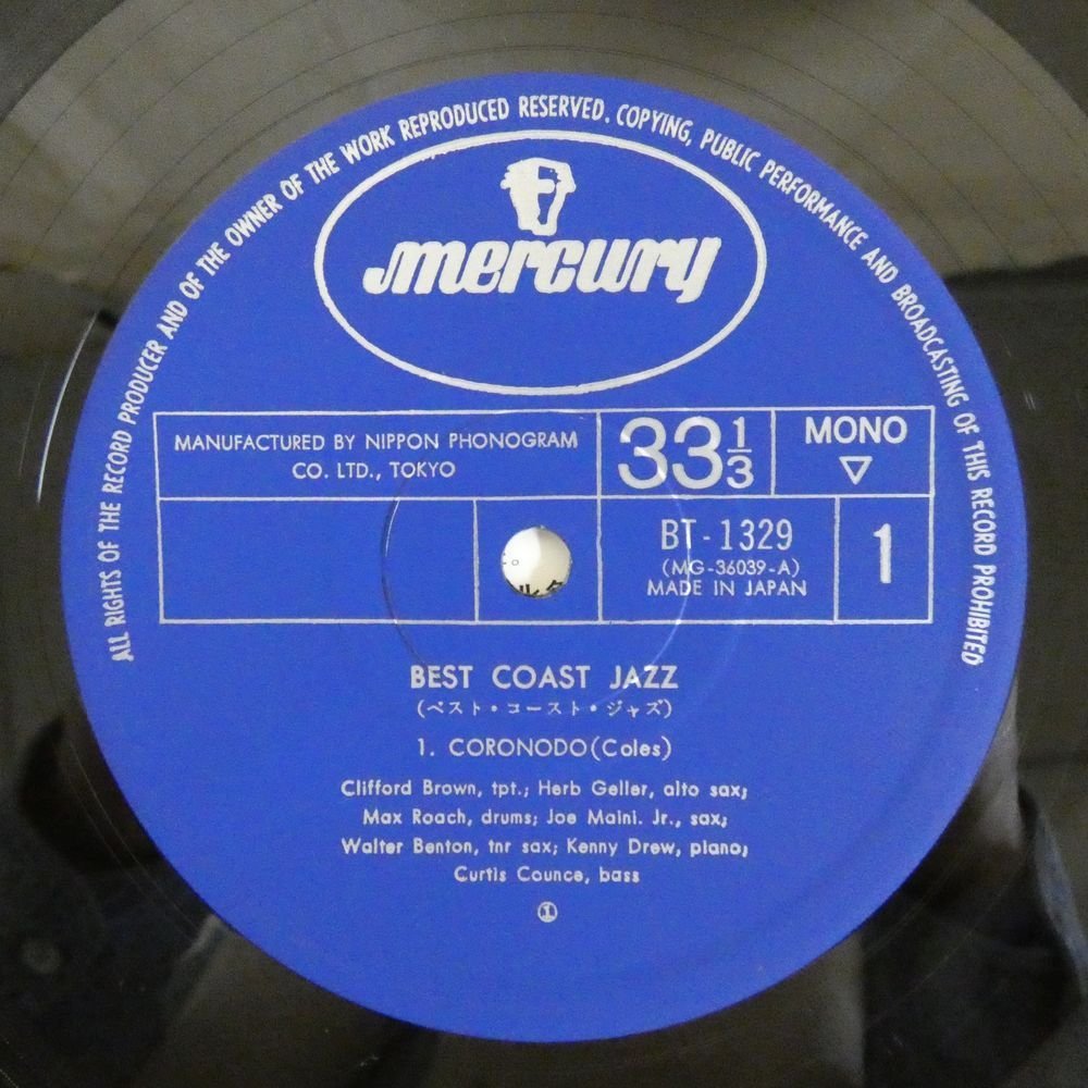 47049734;【国内盤/美盤/MONO】Max Roach, Herb Geller, Walter Benton, Joe Maini, Clifford Brown / Best Coast Jazz_画像3