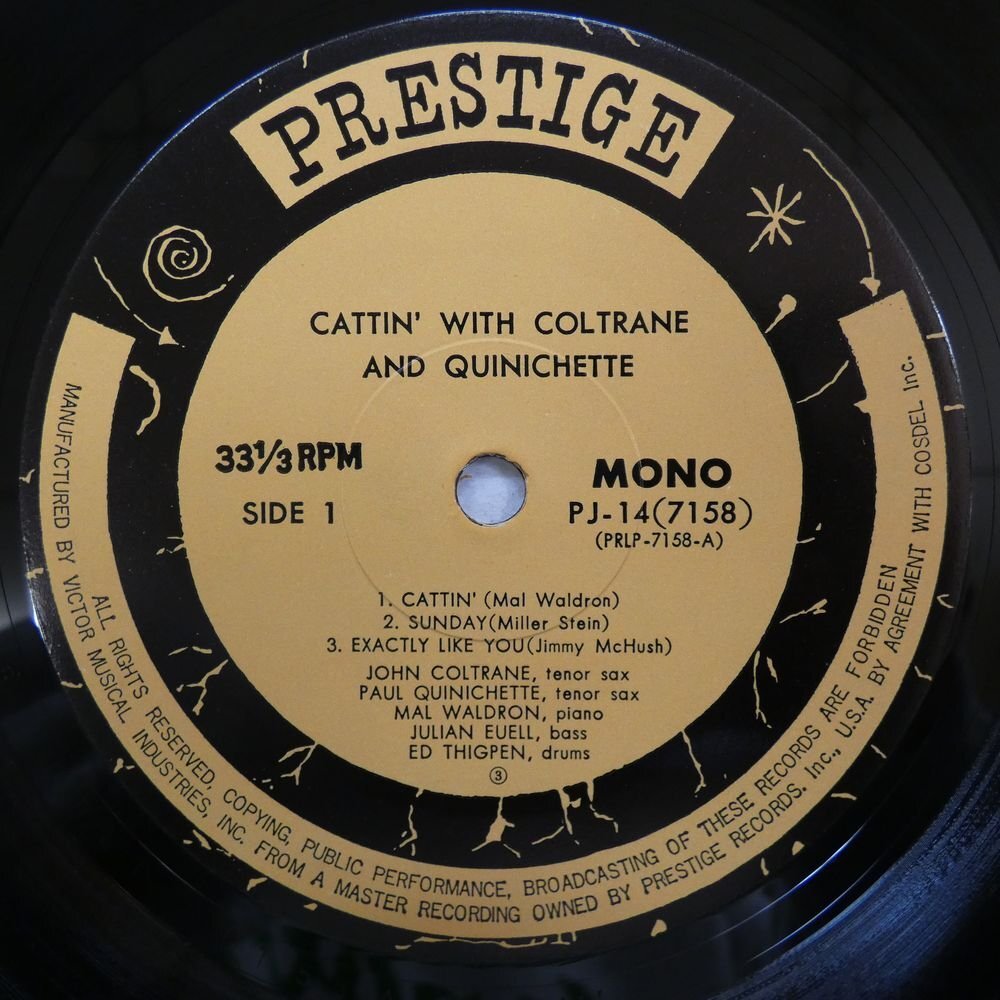 47053065;【国内盤/Prestige/MONO】John Coltrane, Paul Quinichette / Cattin' with Coltrane and Quinichette_画像3