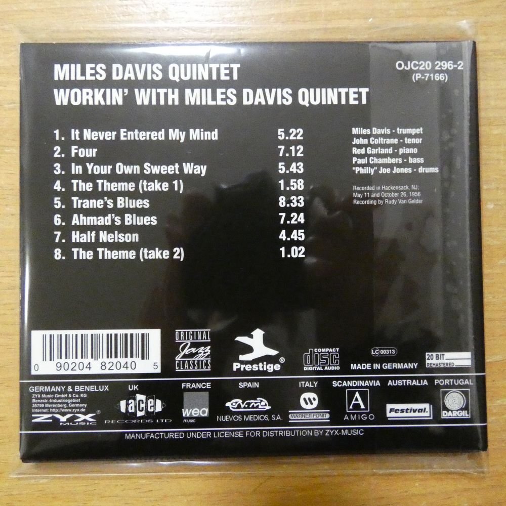 090204820405;【CD】MILES DAVIS QUINTET / WORKIN' WITH MILES DAVIS QUINTET(紙ジャケット仕様)　OJC20296-2_画像2