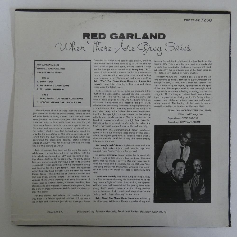 46068755;【US盤/Prestige/美盤】Red Garland / When There Are Grey Skies_画像2