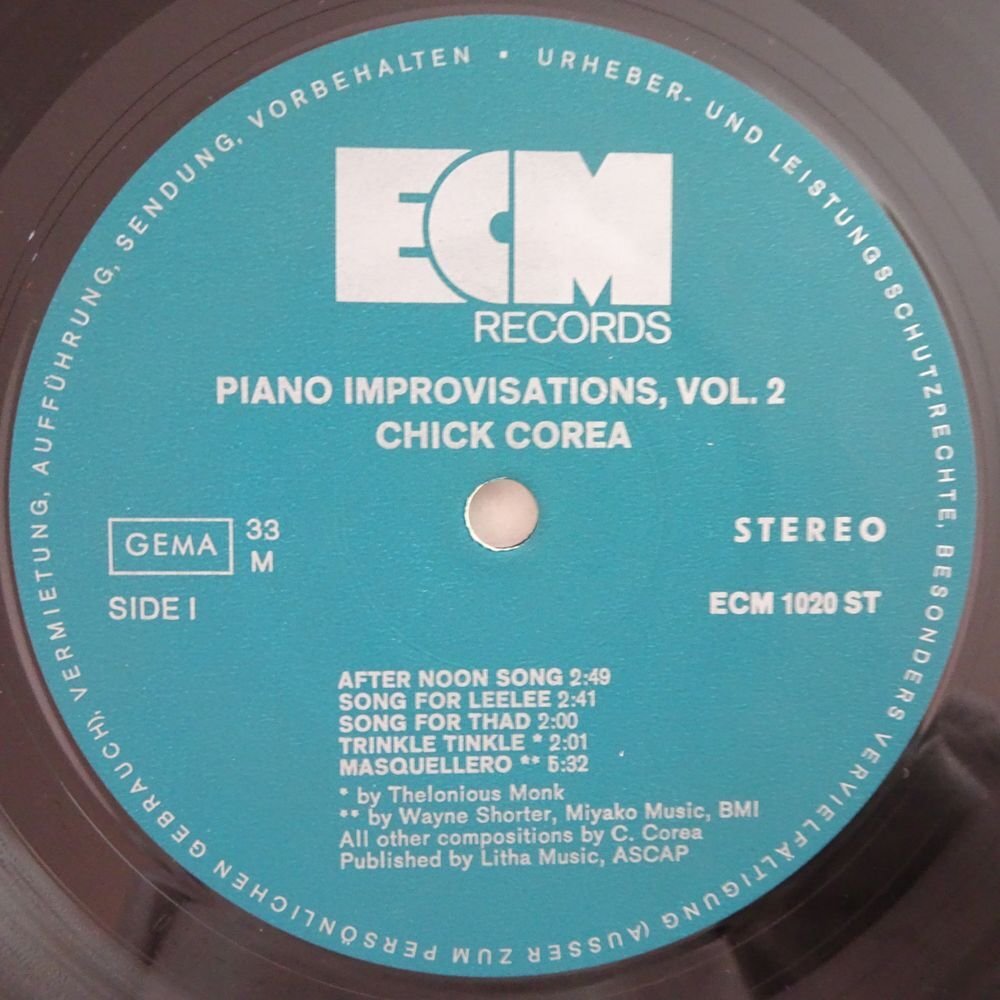 10023692;【Germany盤/フルコート/ECM】Chick Corea / Piano Improvisations Vol. 2_画像3