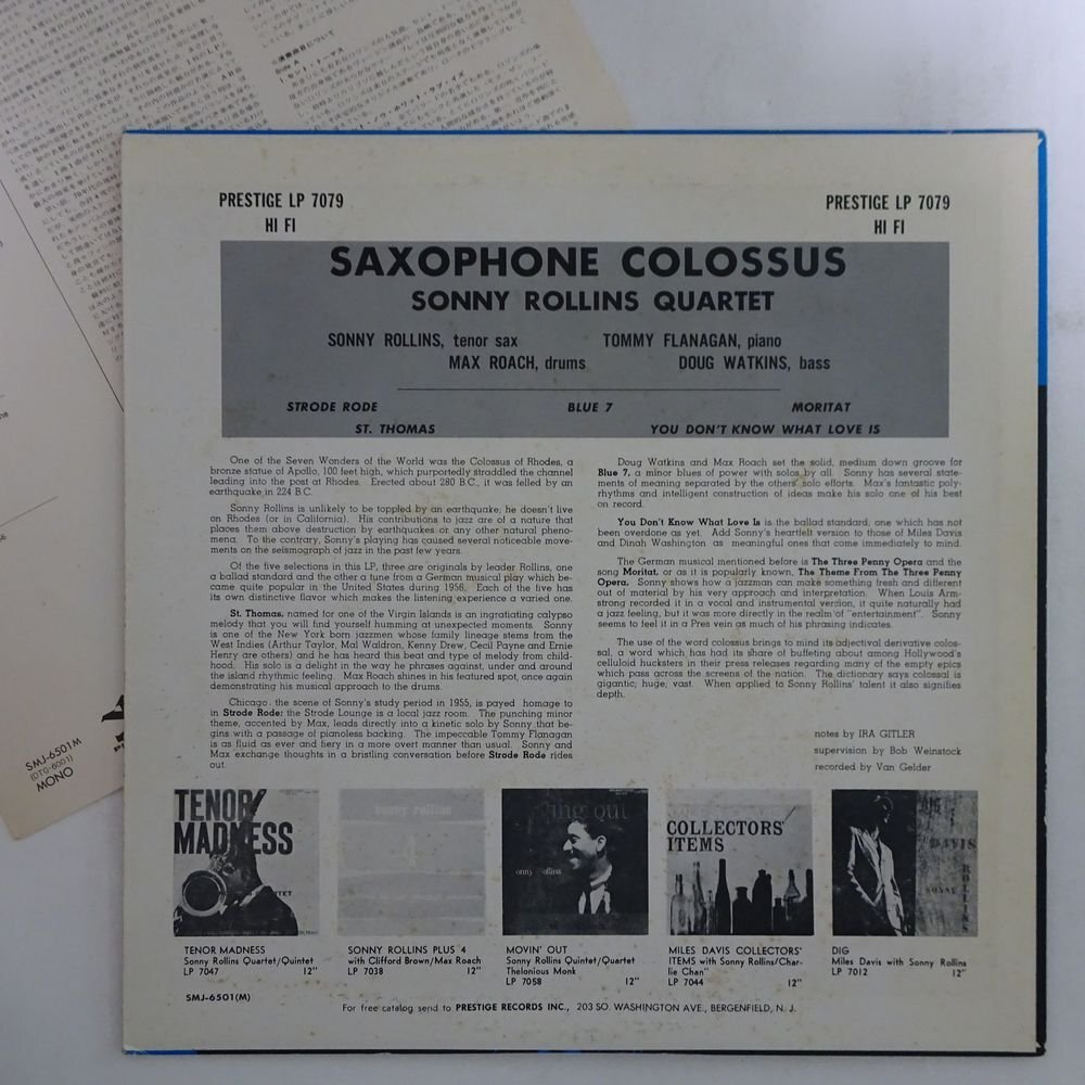 10023610;【国内盤/MONO/Prestige】Sonny Rollins / Saxophone Colossus_画像2