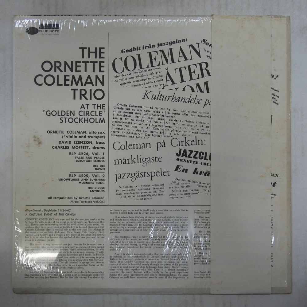 46069189;【US盤/BLUE NOTE/シュリンク/直輸入帯付】The Ornette Coleman Trio / At The Golden Circle Stockholm - Volume Two_画像2