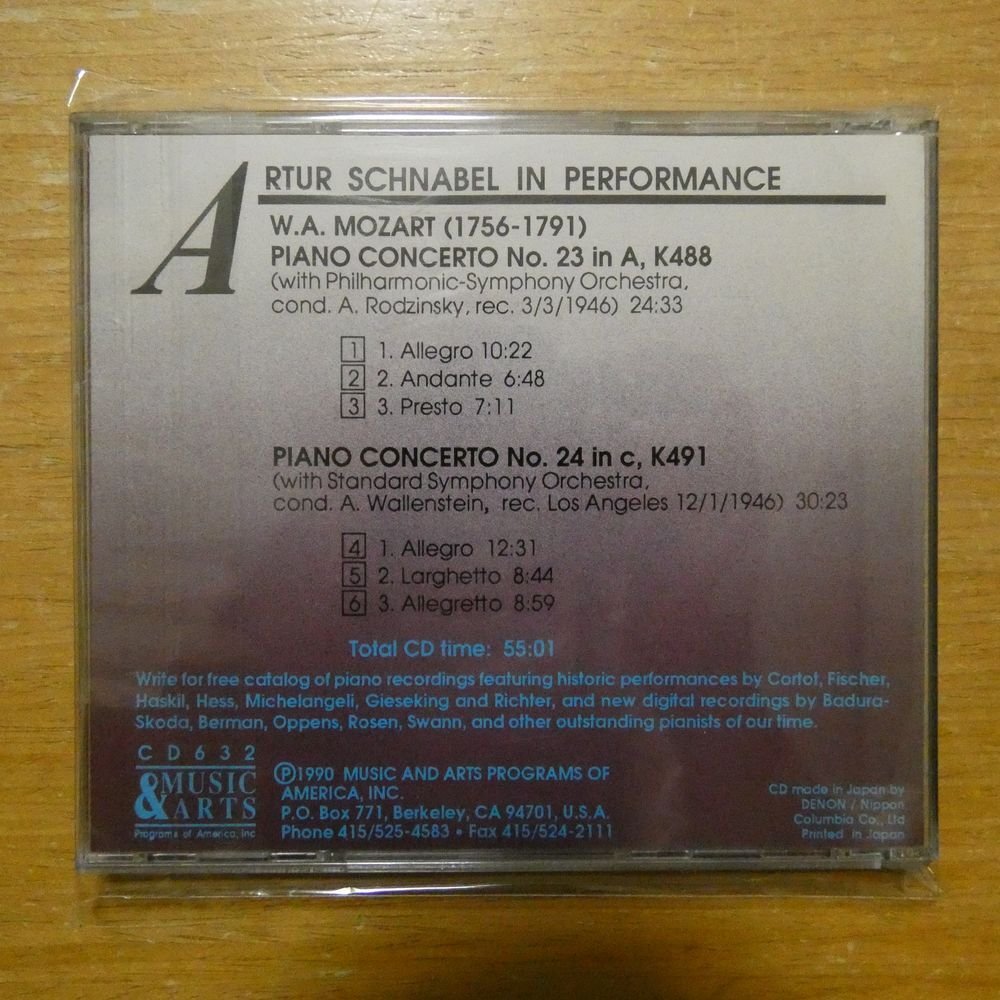 41094757;【CD/MUSIC&ARTS】SCHNABEL / IN PERFORMANCE(CD632)の画像2