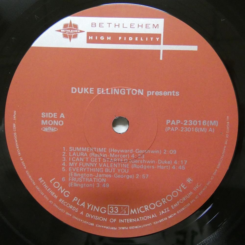 47054300;【帯付/Bethlehem/MONO】Duke Ellington / Presents...の画像3