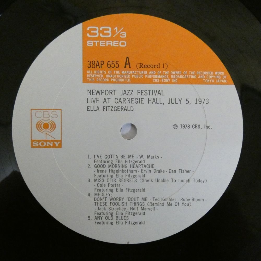 47054549;【帯付/美盤/2LP/見開き】Ella Fitzgerald / Newport Jazz Festival Live AT Carnegie Hall, July 5, 1973_画像3