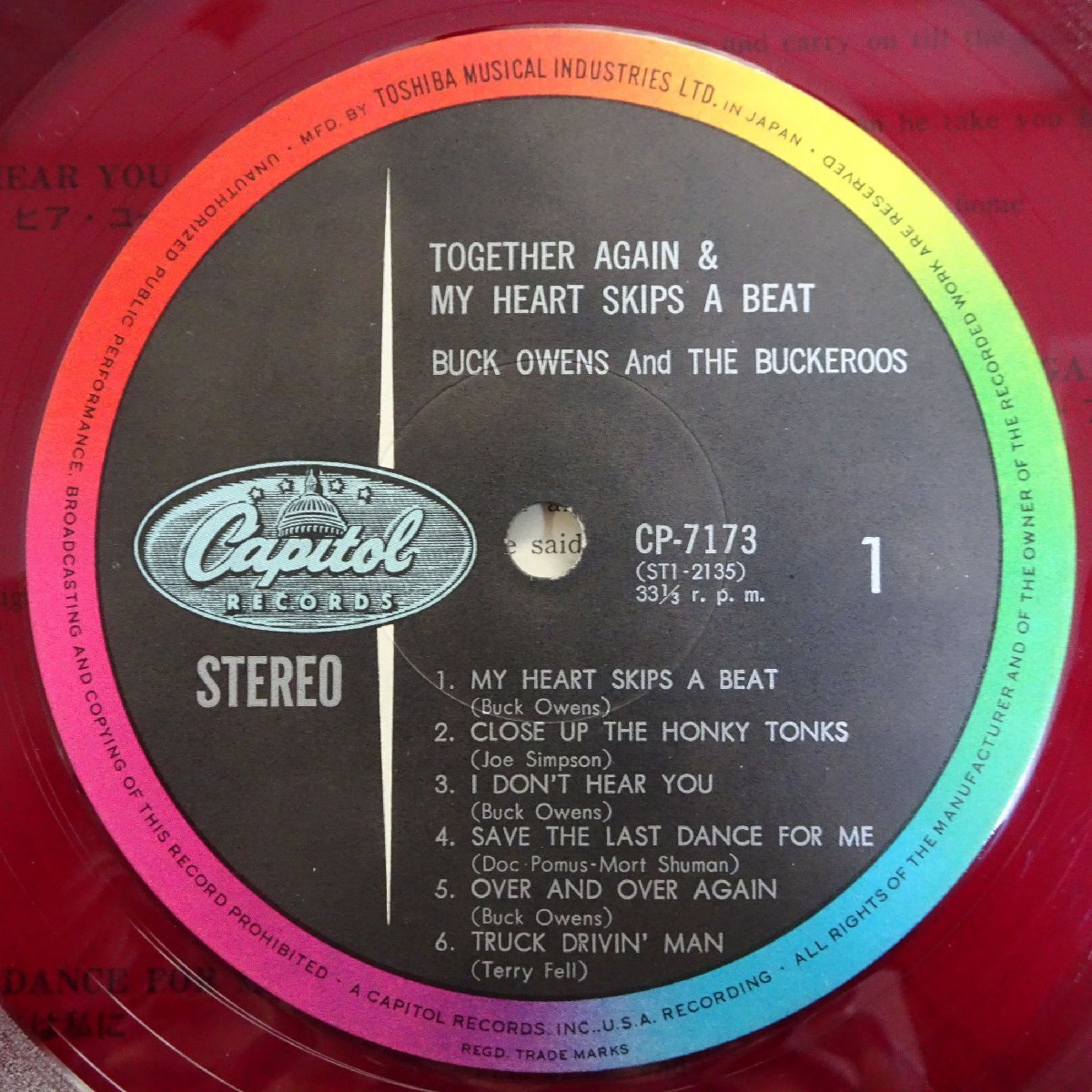 11183451;【国内盤/東芝赤盤/ペラジャケ】Buck Owens And His Buckaroos / Together Again / My Heart Skips A Beatの画像3