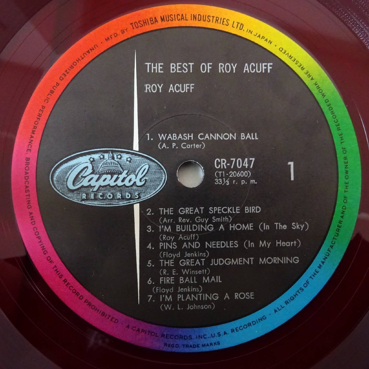 10023127;【国内盤/ペラジャケ/東芝赤盤】Roy Acuff And His Smoky Mountain Boys / The Best Of Roy Acuffの画像3