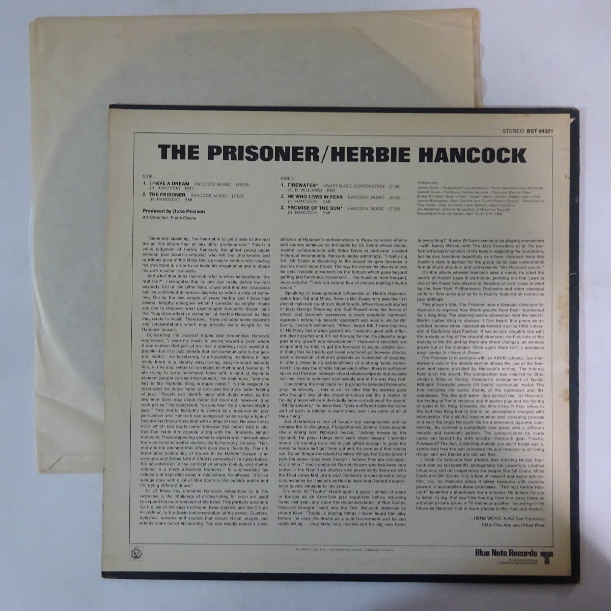 11183546;【US盤/Blue note/VAN GELDER刻印】Herbie Hancock / The Prisoner_画像2