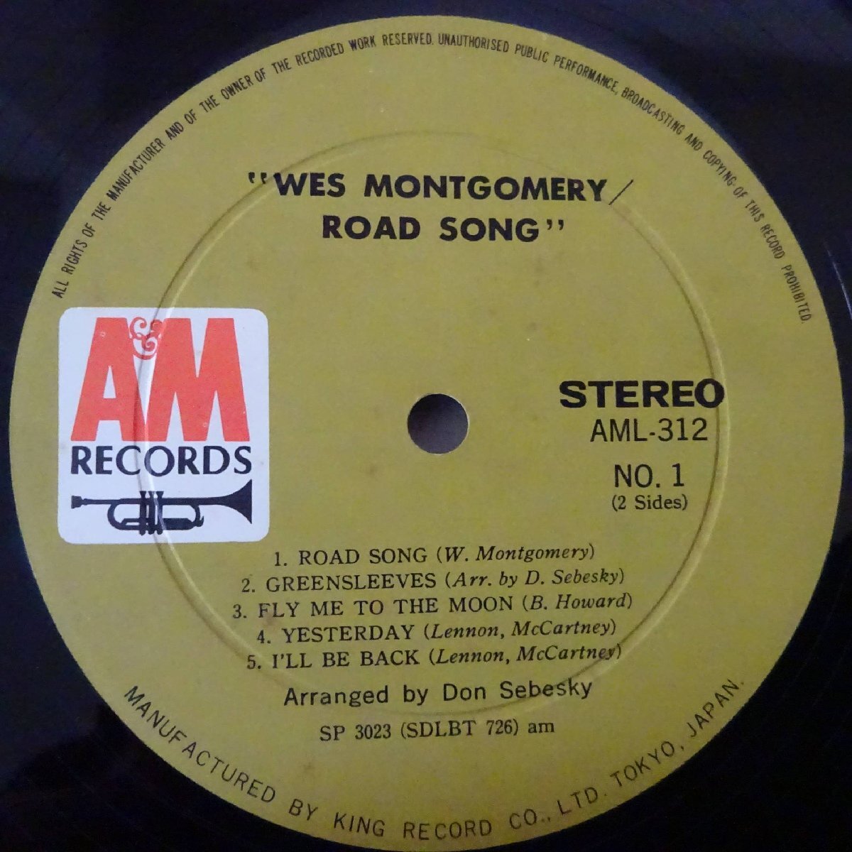 11184081;【国内盤/A＆M】Wes Montgomery / Road Song_画像3