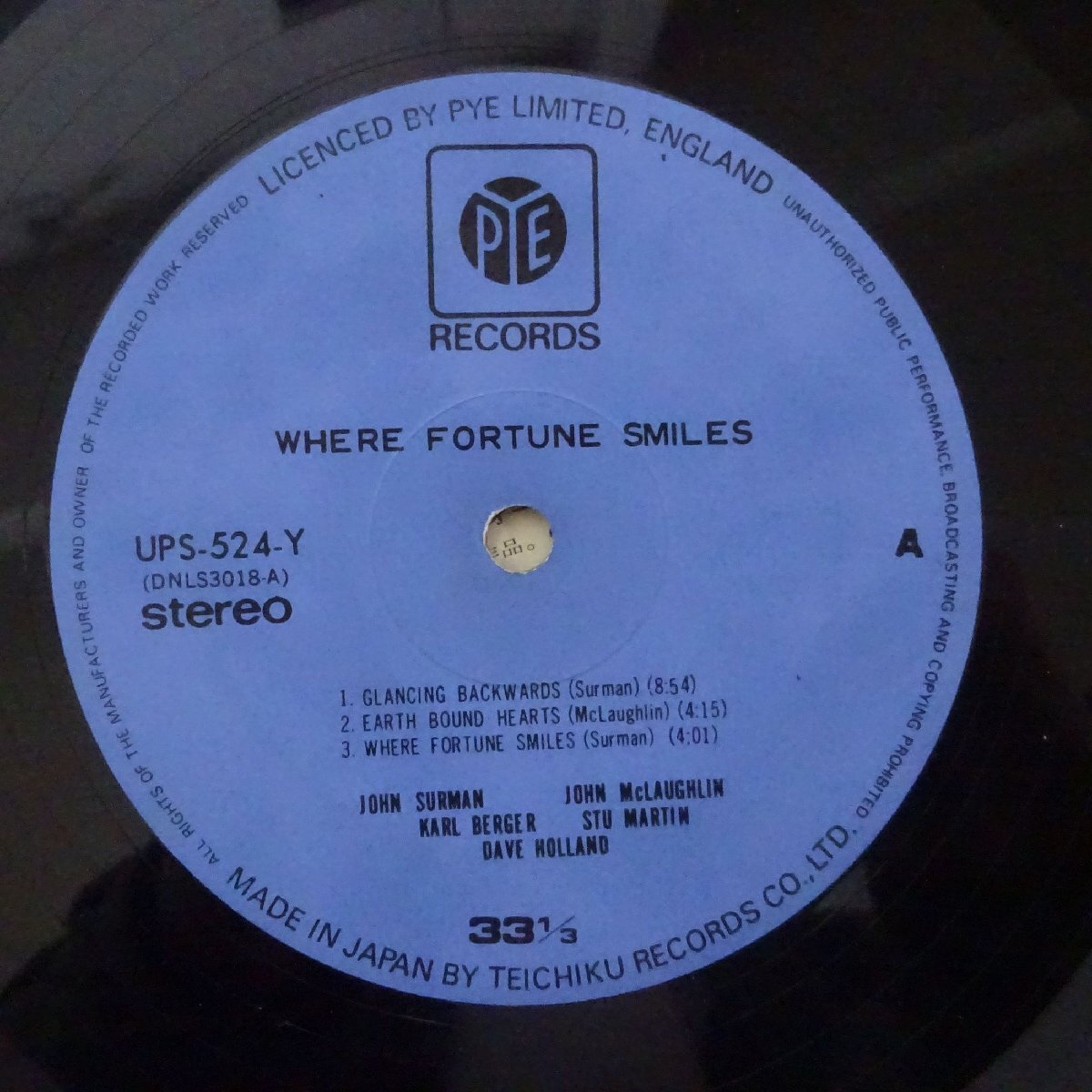 10023579;【国内盤/PYE】John McLaughlin, Dave Holland, John Surman, Stu Martin, Karl Berger / Where Fortune Smiles_画像3