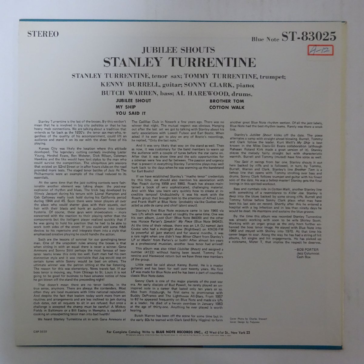10023581;【国内盤/KING/Blue Note】Stanley Turrentine / Jubilee Shouts_画像2