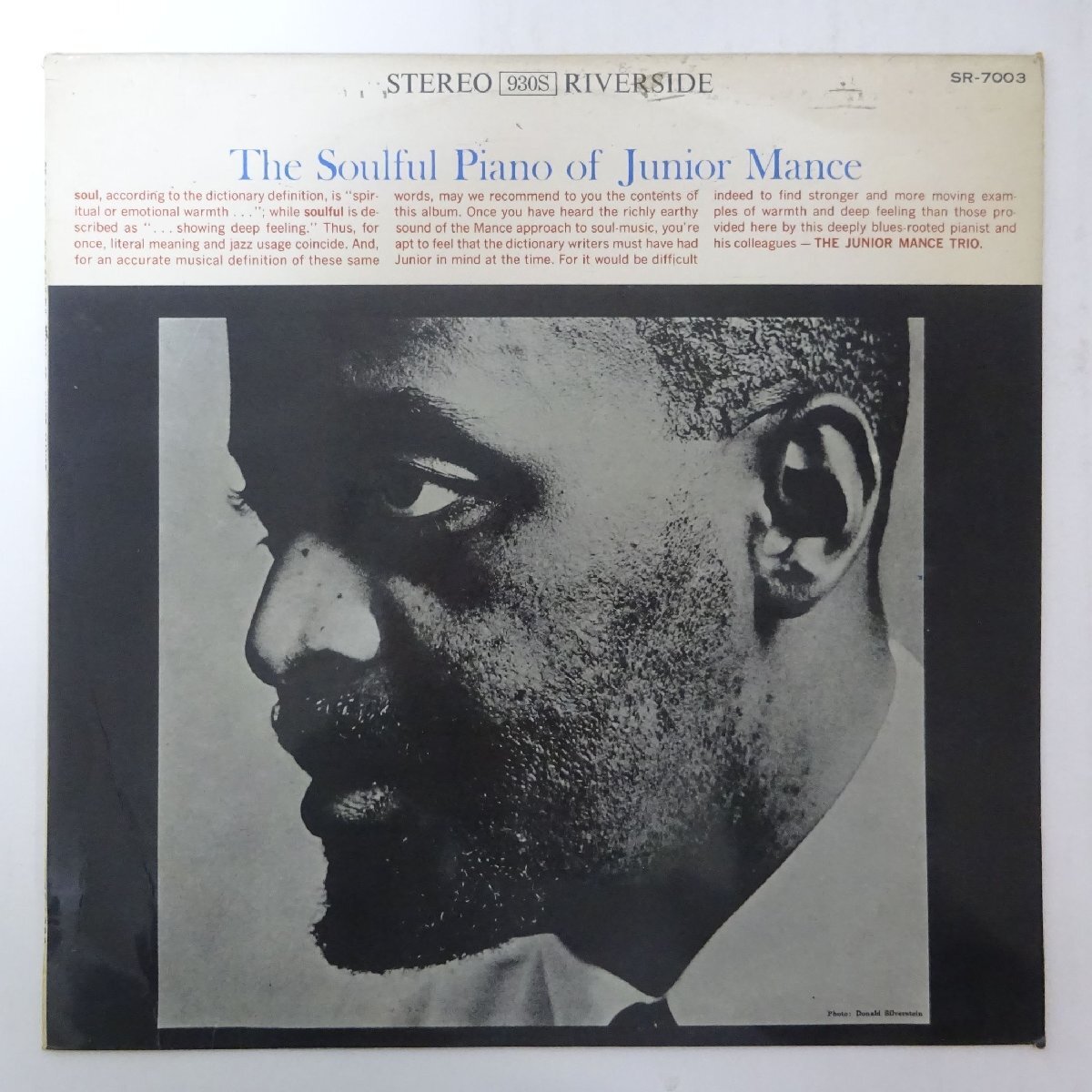 10023586;【国内盤/ペラジャケ/RIVERSIDE】Junior Mance / The Soulful Piano Of Junior Mance ソウルフル・ピアノ_画像1