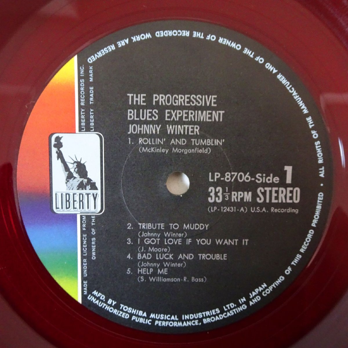 11184767;【国内盤/赤盤】Johnny Winter / The Progressive Blues Experiment 百万ドルのブルース・ギター ジョニー・ウィンター登場の画像3