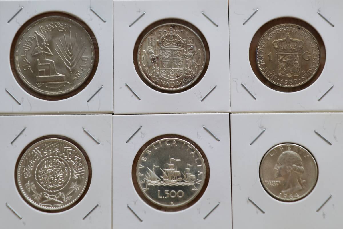 世界の銀貨　おまとめ　コレクション　9枚セット　アメリカ、サウジアラビア、イタリアなど　ホルダー入り　1円スタート_画像2