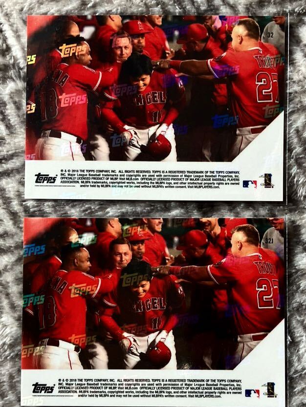 2018 Topps NOW MLB大谷翔平選手ルーキーカード 日本語版、英語版2枚セット（4.3.18 本拠地デビューの初打席でホームラン）の画像2