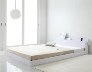 組立設置付 棚・コンセント付きフロアベッド IDEAL アイディール 国産カバーポケットコイルマットレス付き シングル ホワイト