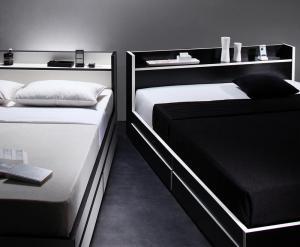  Monotone *bai color _ shelves * outlet attaching storage bed Fousterf- Star white × black edge white 