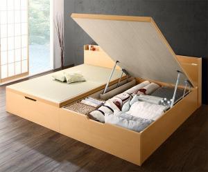  customer construction simple modern design high capacity storage made in Japan shelves attaching gas pressure type tip-up tatami bed . leaf yui is domestic production tatami dark brown 