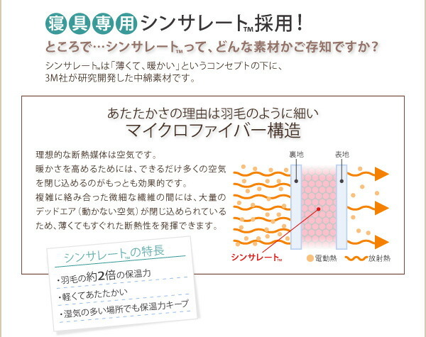 9色から選べる シンサレート入り布団 プレミアム敷布団タイプ ボリュームタイプ セミダブル8点セット アイボリー_画像10