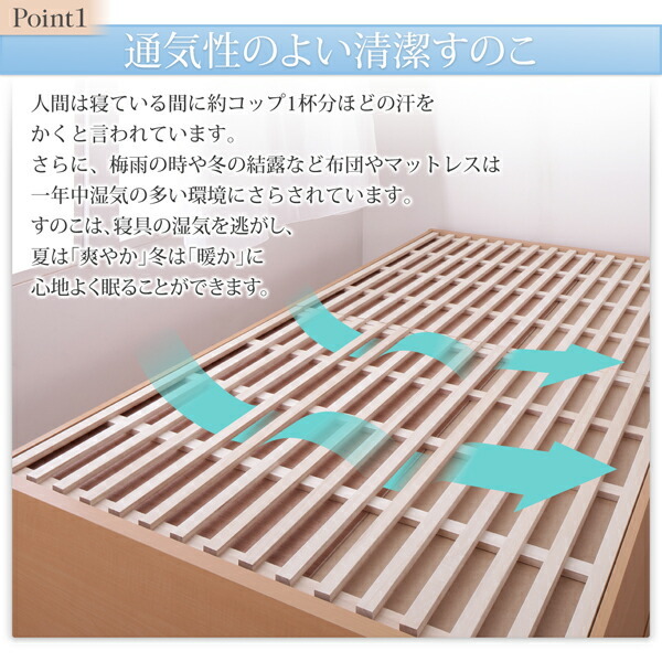 組立設置付 国産 清潔すのこ ヘッドレスチェストベッド Renitsa レニツァ ホワイト_画像4