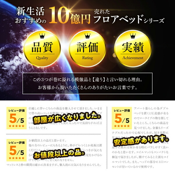 組立設置付 新生活の10億円売れたフロアベッドシリーズ スタンダードポケットコイルマットレス付き ウォルナットブラウン ホワイト_画像2