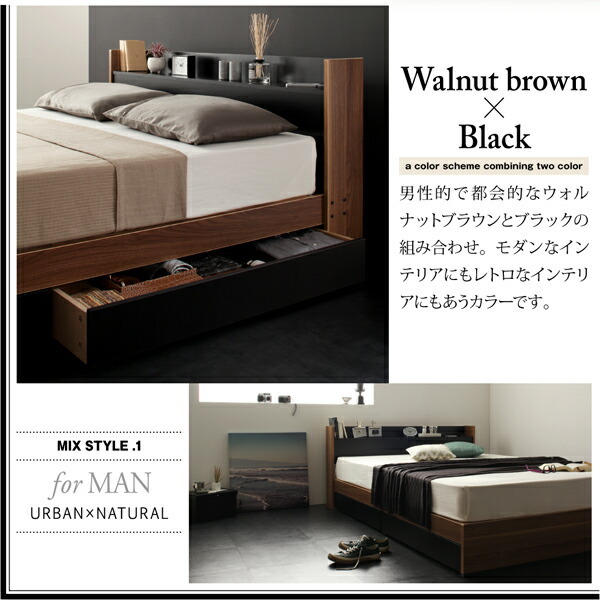  shelves * outlet attaching storage bed sync.D sink *ti premium pocket coil with mattress walnut × black black 