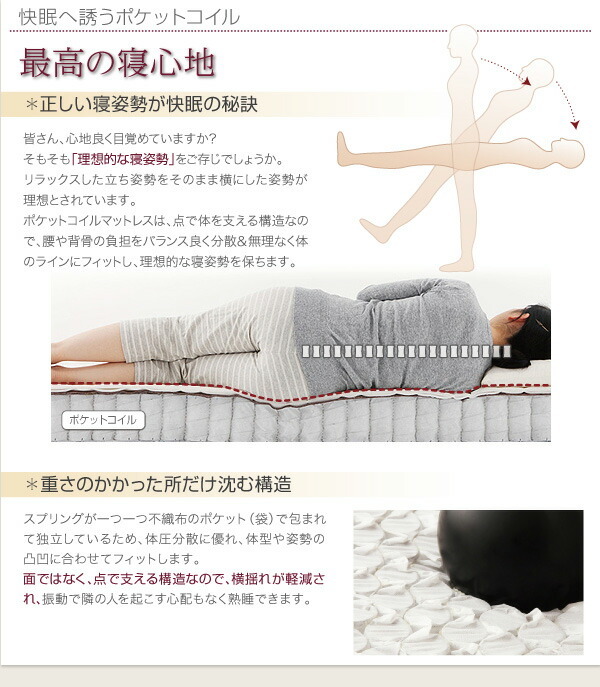 日本製ポケットコイルマットレスベッド MORE モア マットレスベッド グランドタイプ クイーン 脚22cm クイーン_画像10