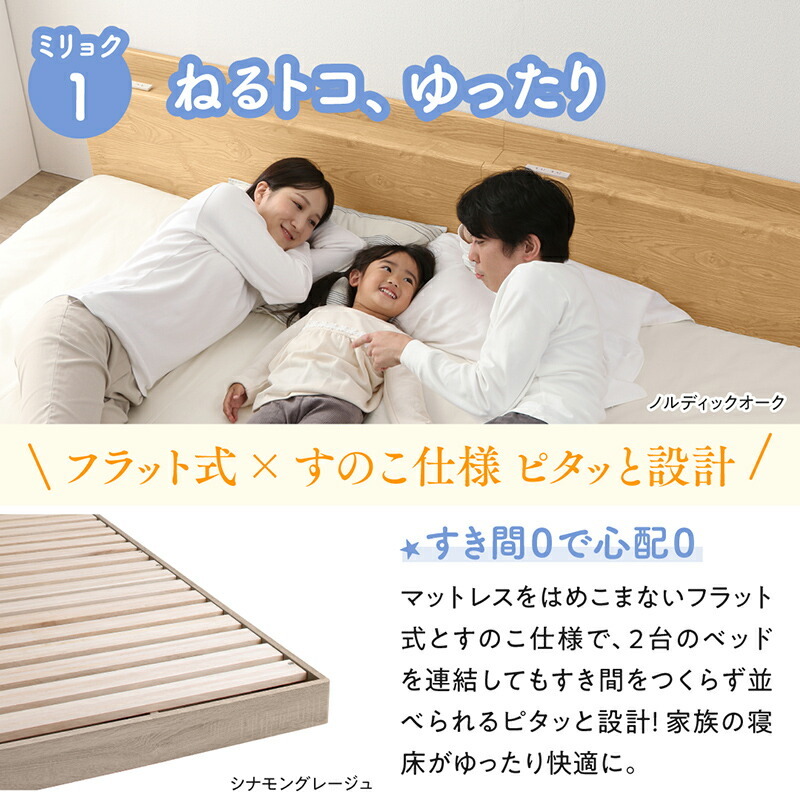  Family bed Zone coil with mattress WK240(S+D) nordic oak white × gray 