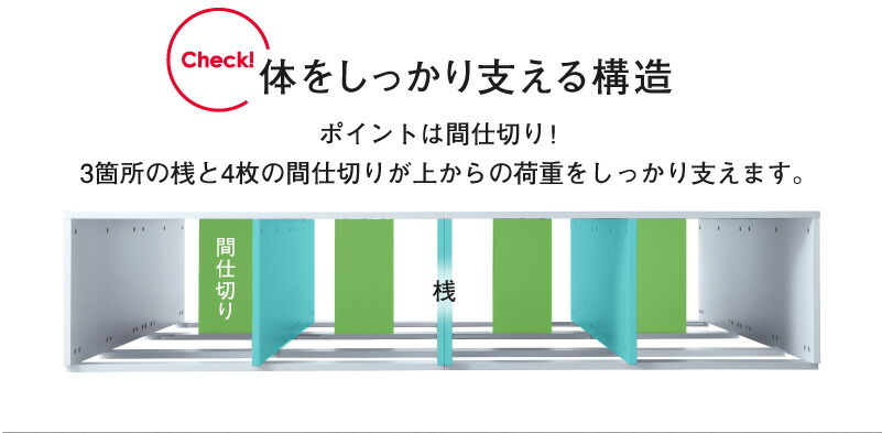 チェストベッド 大容量収納ベッド/センペール2 ベッドフレームのみ ハイタイプ 引き出し2杯 セミダブル ホワイト_画像9