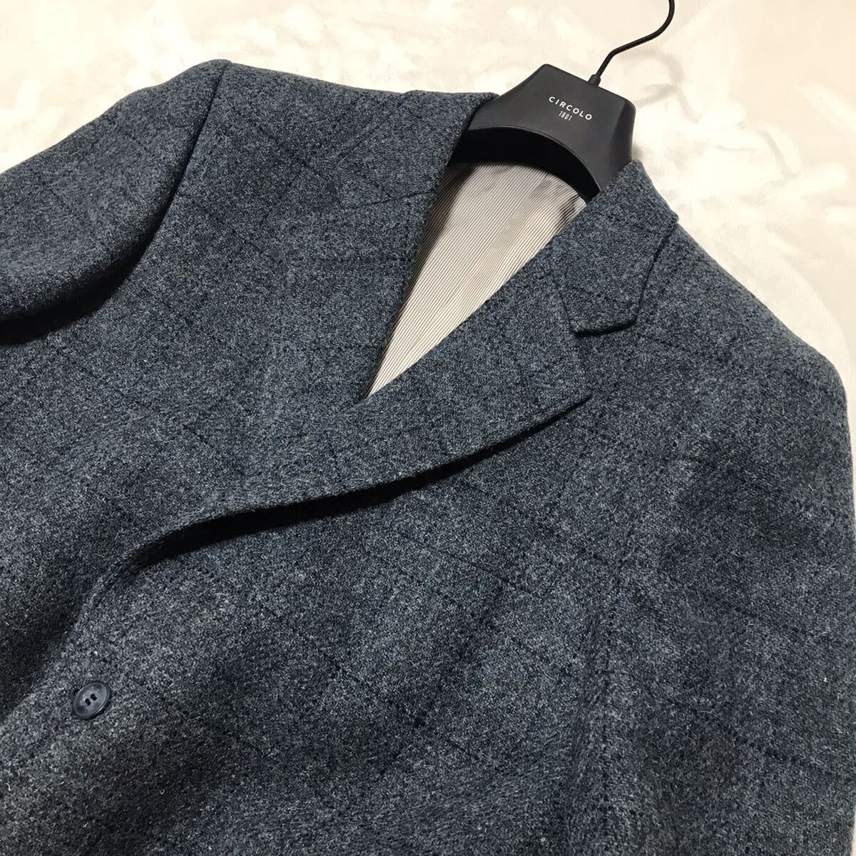 【Harris Tweed】定番かつ王道◎ウール100％ テーラードジャケット ブレザー ブルー メンズ S〜M相当 ハリスツイードの画像5