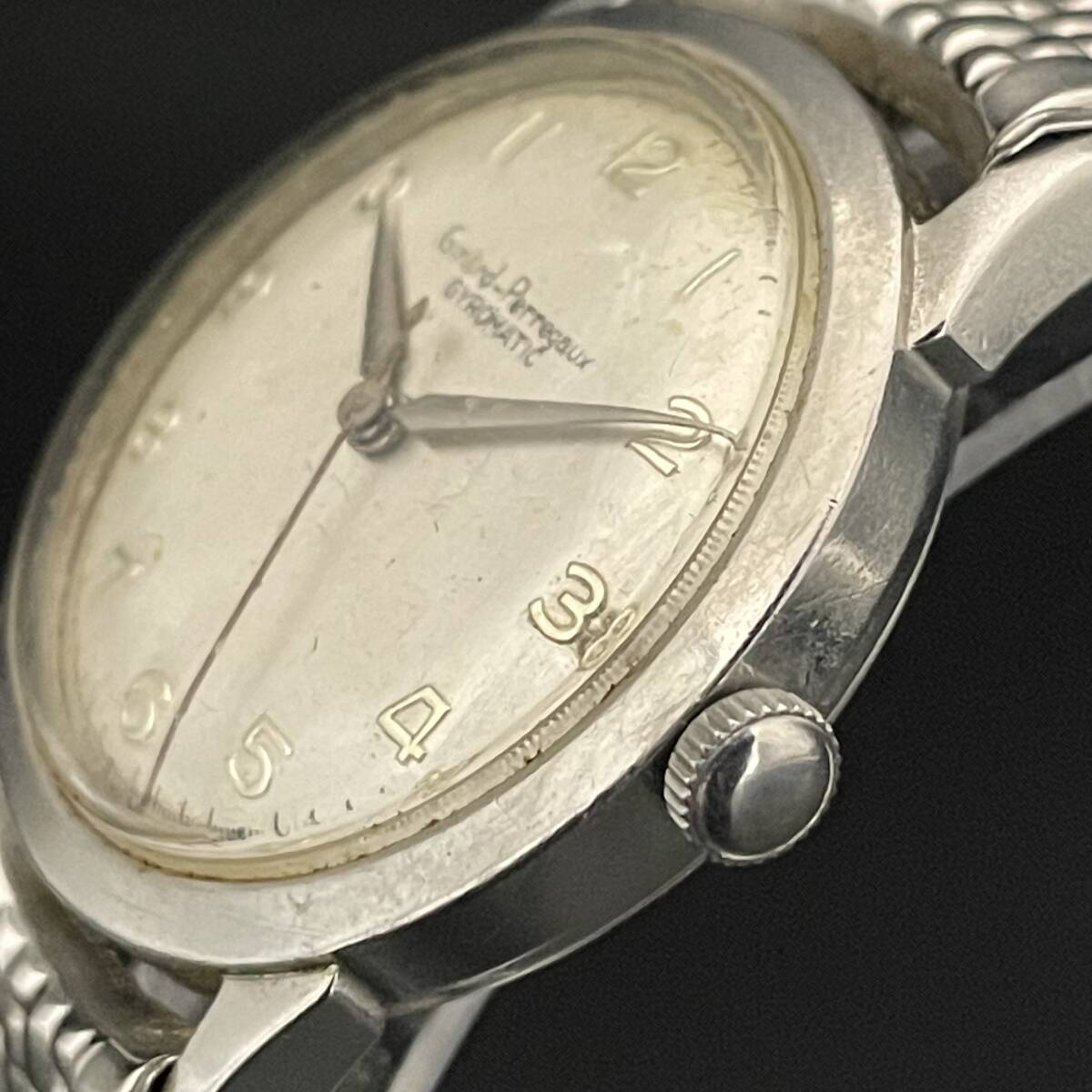 【超貴重】ジラールペルゴ/Girard Perregaux/ジャイロマティック/32㎜/自動巻/メンズ腕時計/1950’s/アンティーク/シルバー/動作良好の画像5